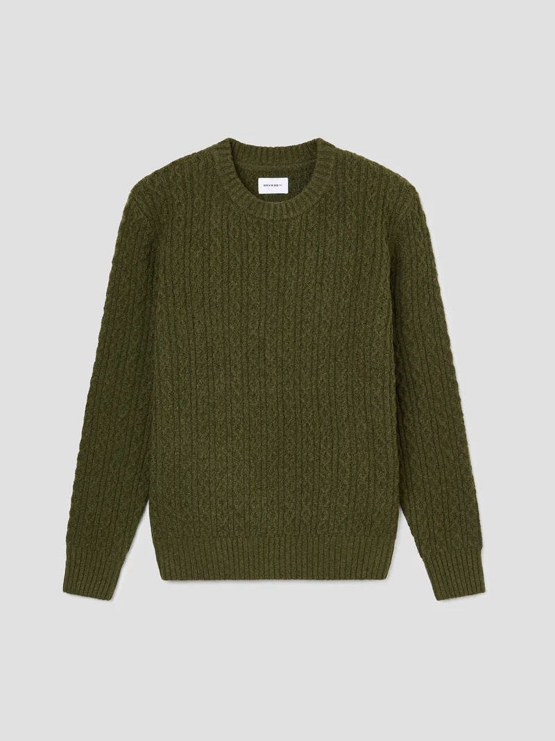 Pull col rond en maille torsadée