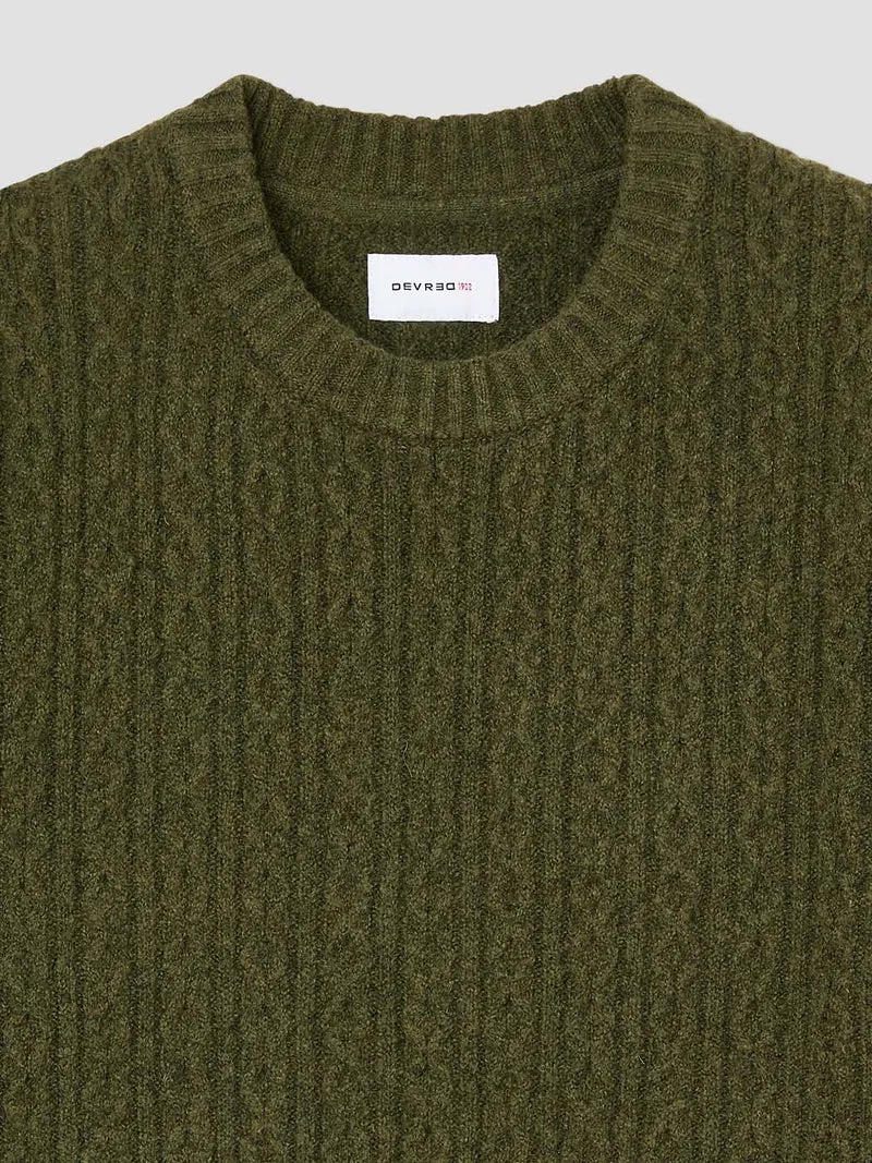 Pull col rond en maille torsadée