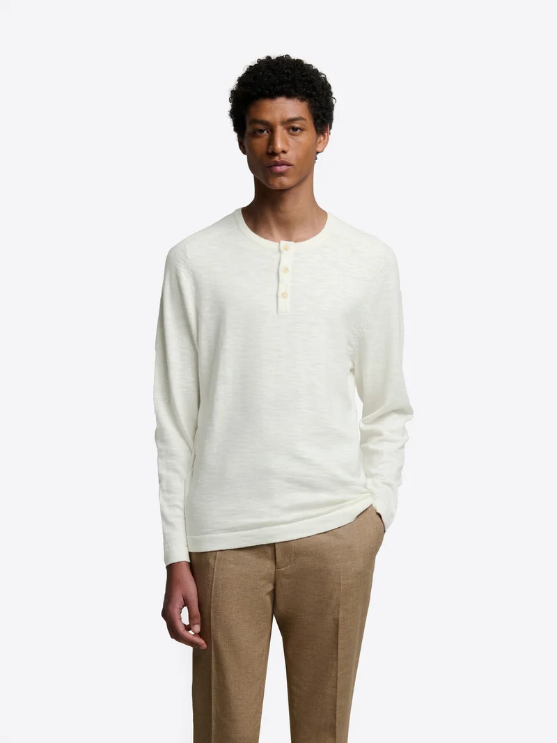 Pull col tunisien en coton flammé