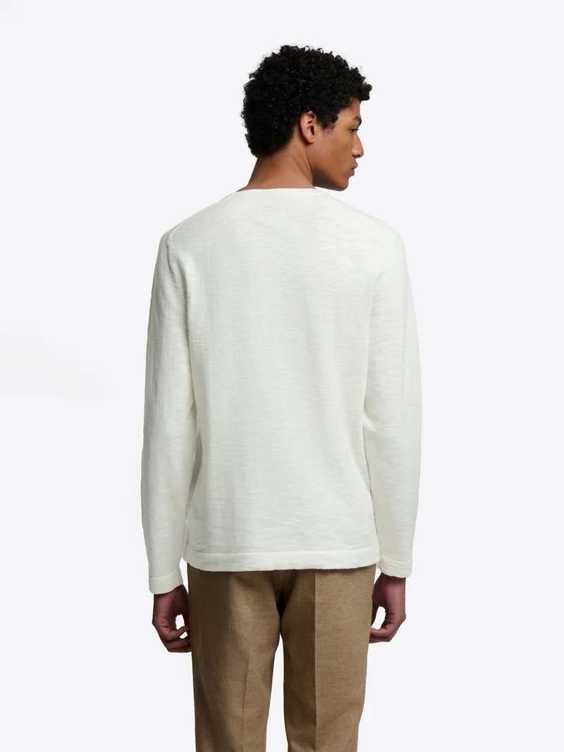 Pull col tunisien en coton flammé