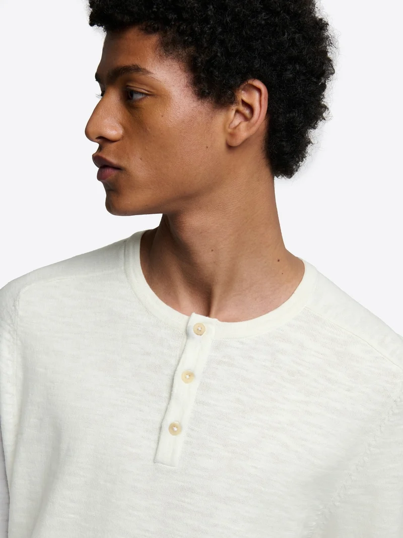 Pull col tunisien en coton flammé