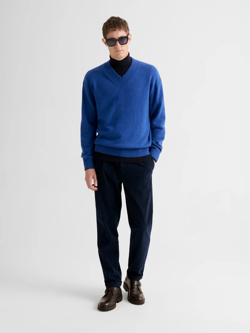 Pull maille col V en laine mélangée