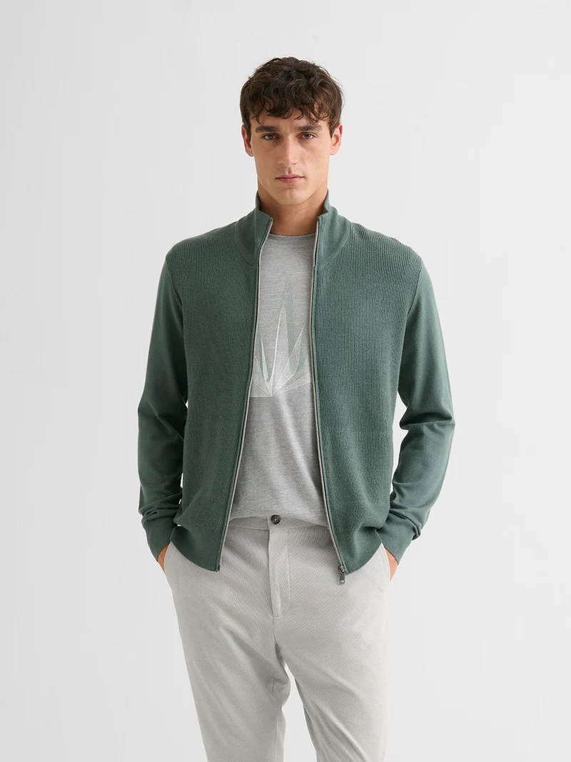 Cardigan zippé tricotage fantaisie