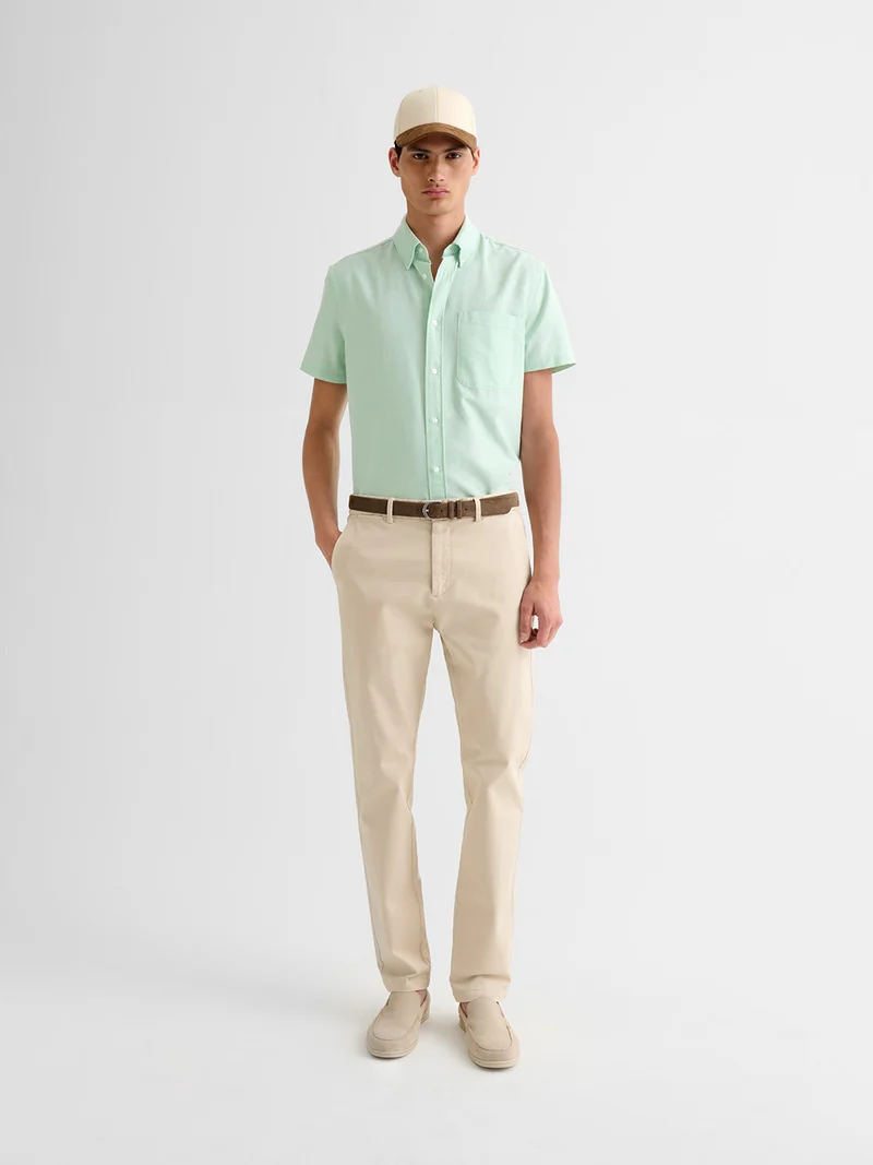 Chemise manches courtes slim en popeline