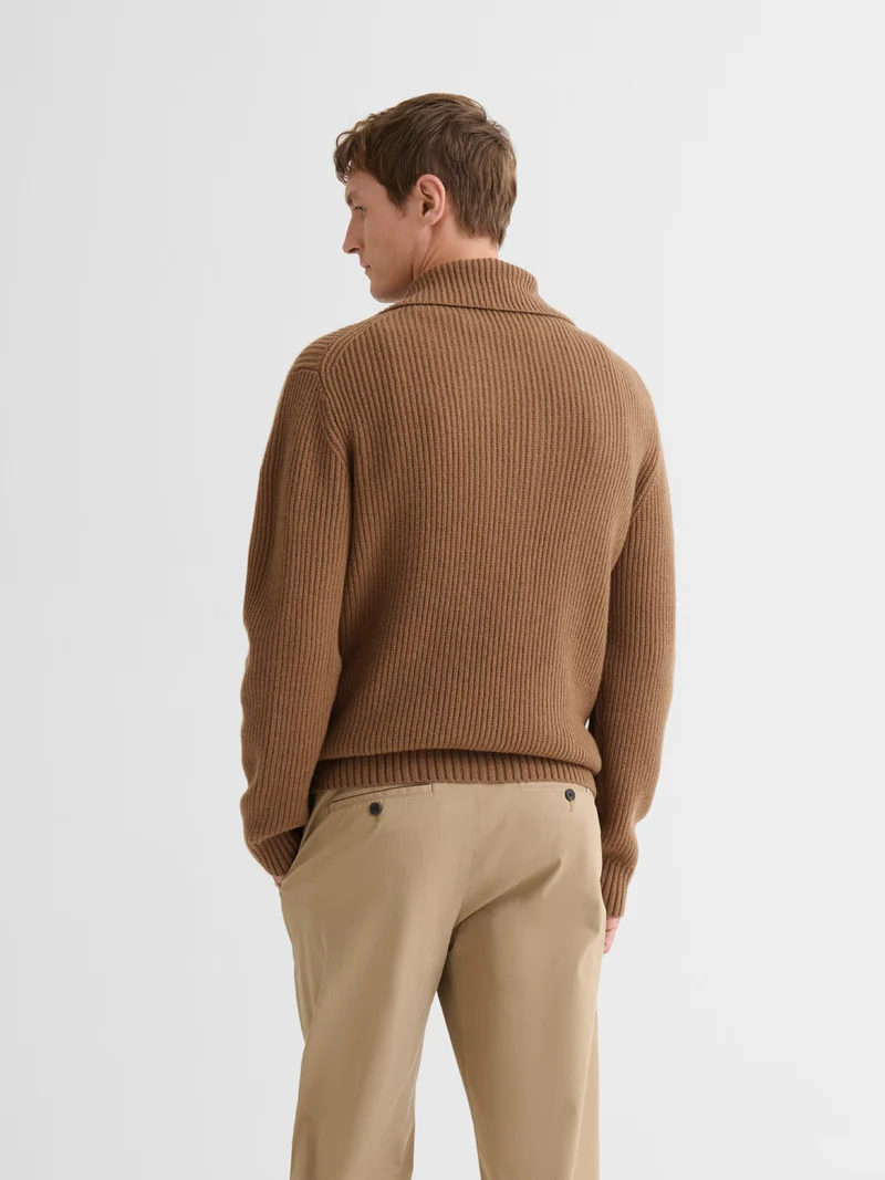 Cardigan zippé en laine certifiée
