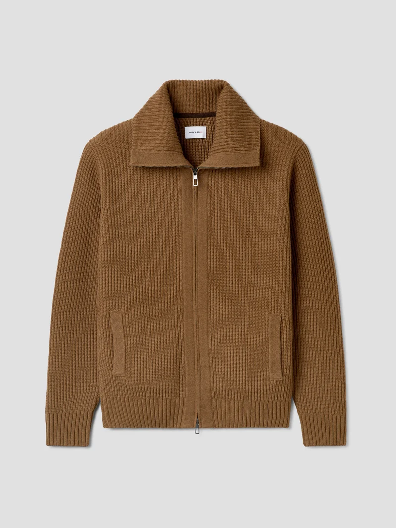 Cardigan zippé en laine certifiée