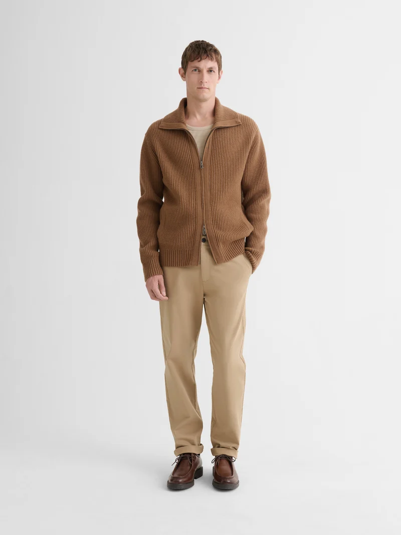 Cardigan zippé en laine certifiée
