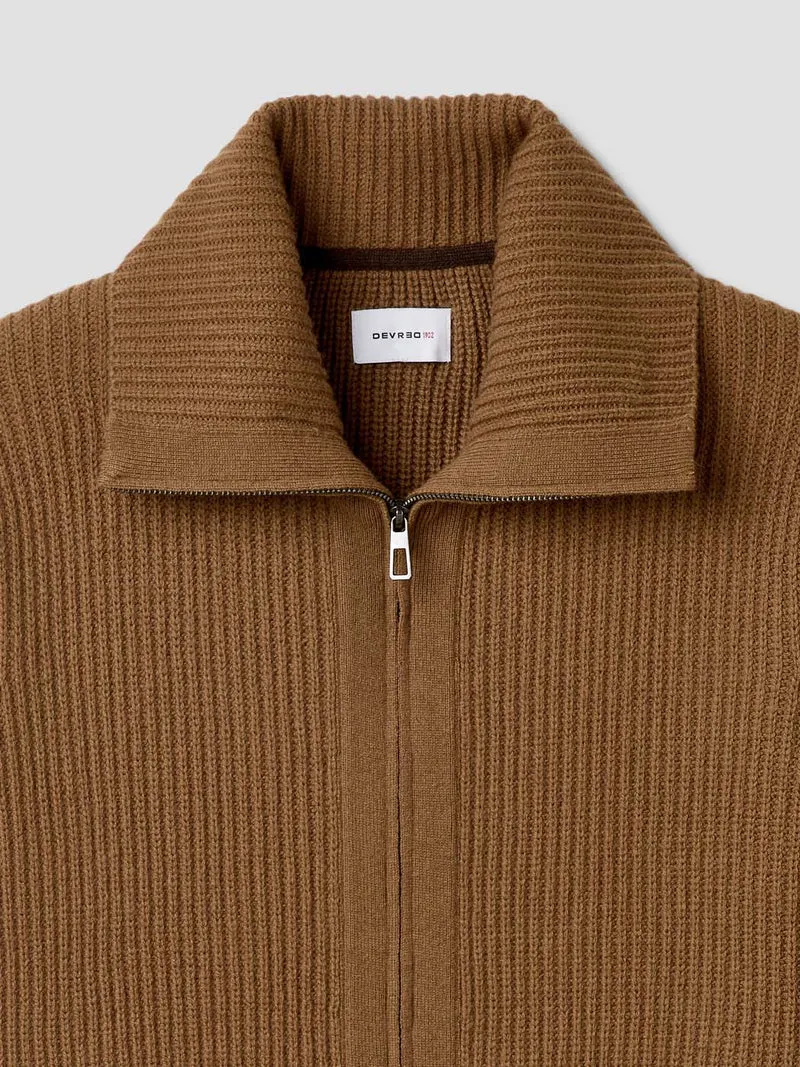 Cardigan zippé en laine certifiée
