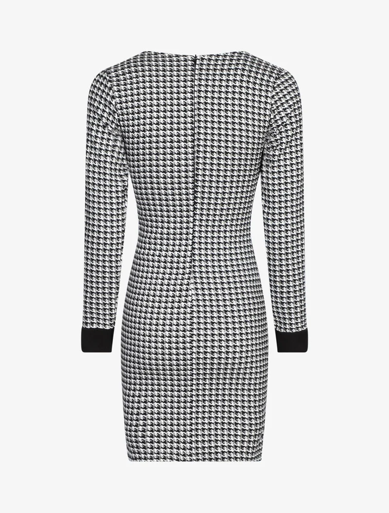Robe chic imprimé pied de poule - Noir