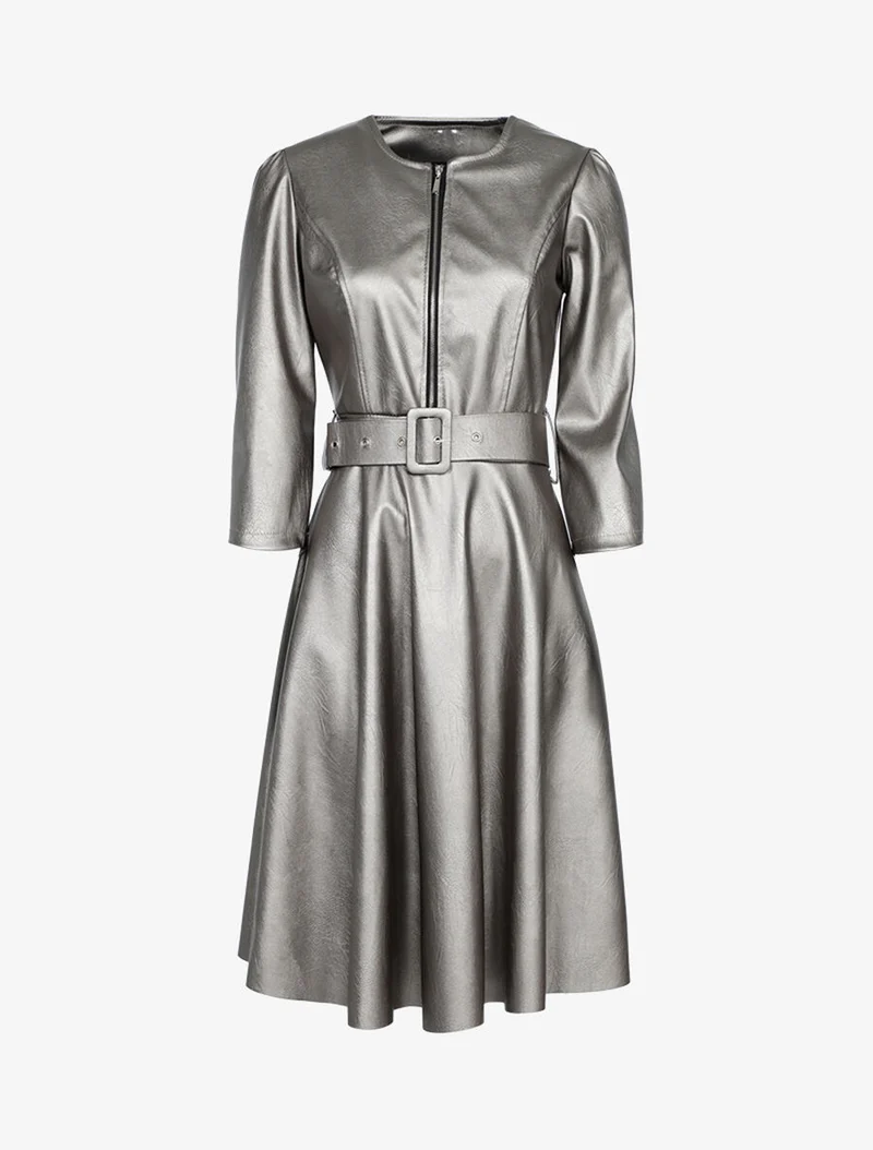 Robe patineuse en simili - Argent