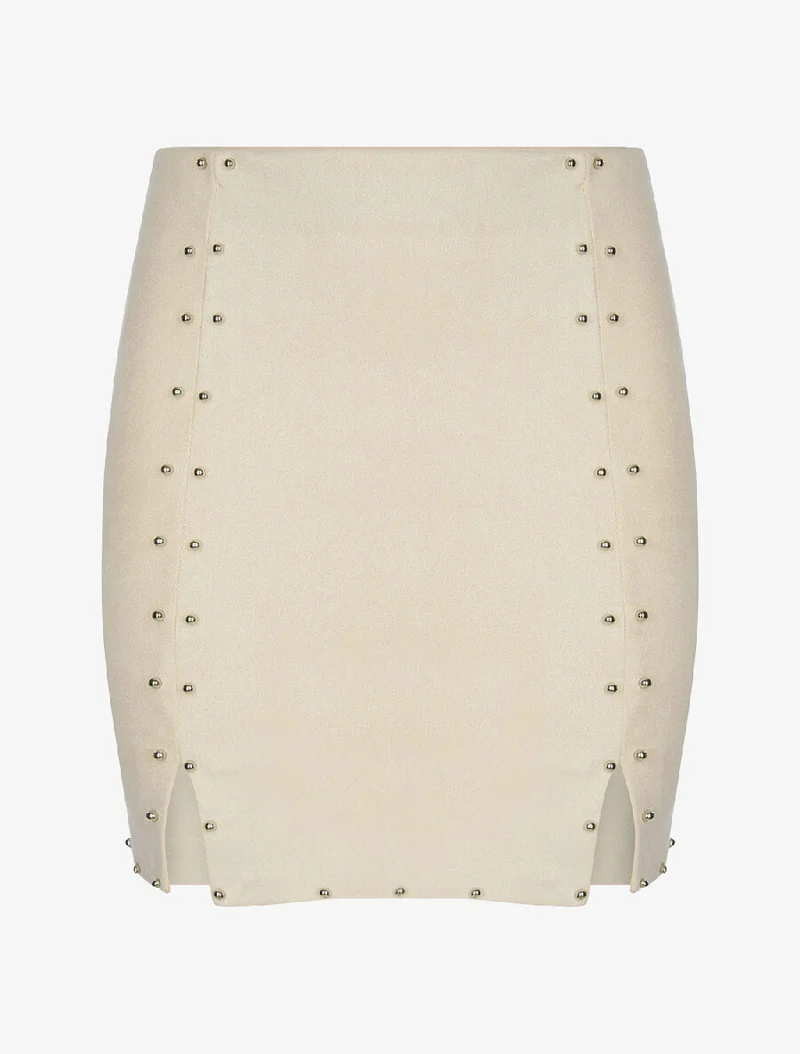 Jupe détails cloutés - Beige