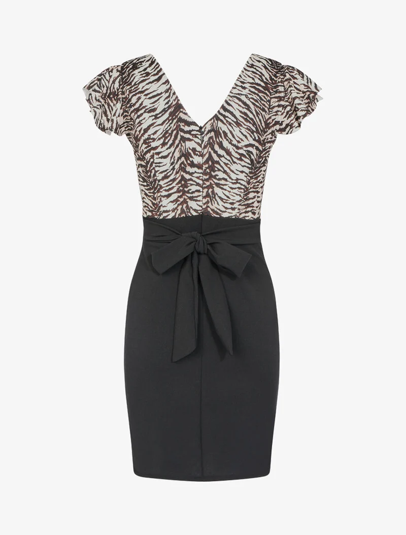 Robe fourreau à imprimé zébré - Marron/noir