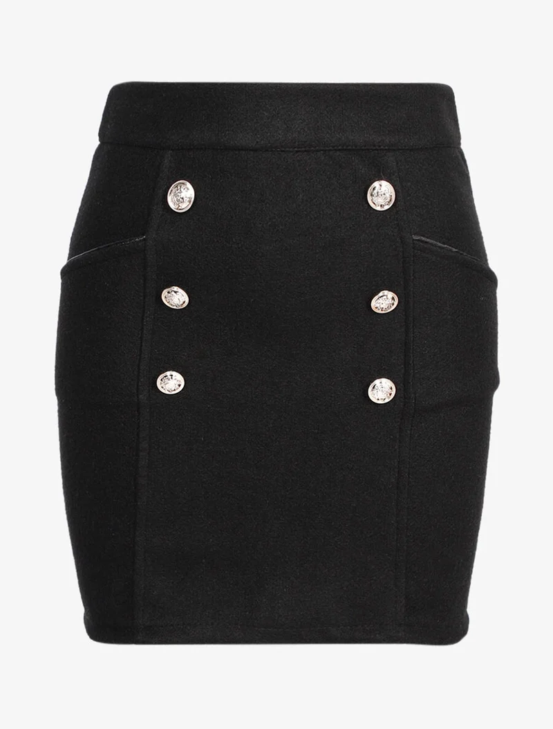 Jupe ceinturée en maille - Noir