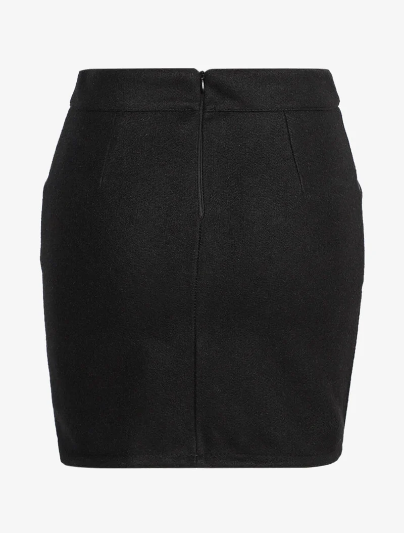 Jupe ceinturée en maille - Noir