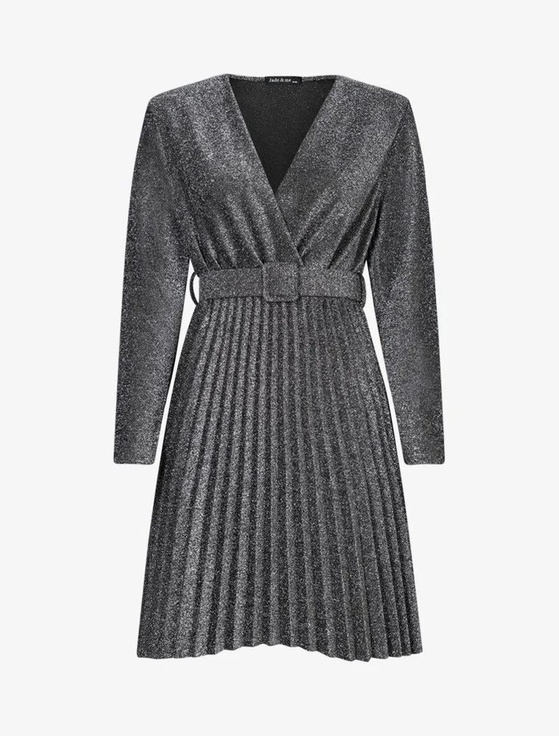 Robe pailletée à bas gaufré - Argent