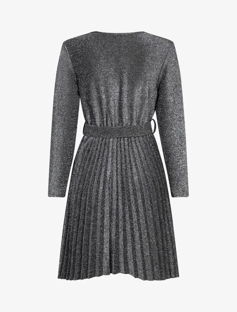 Robe pailletée à bas gaufré - Argent