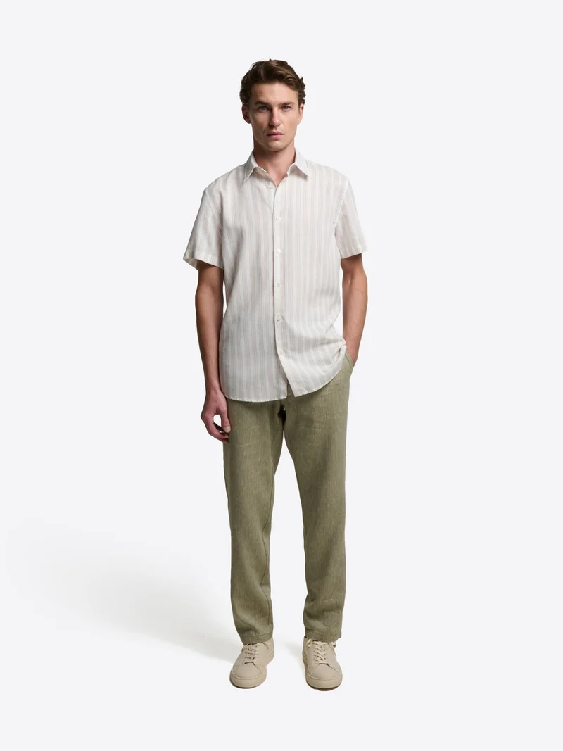 Chemise manches courtes slim rayée