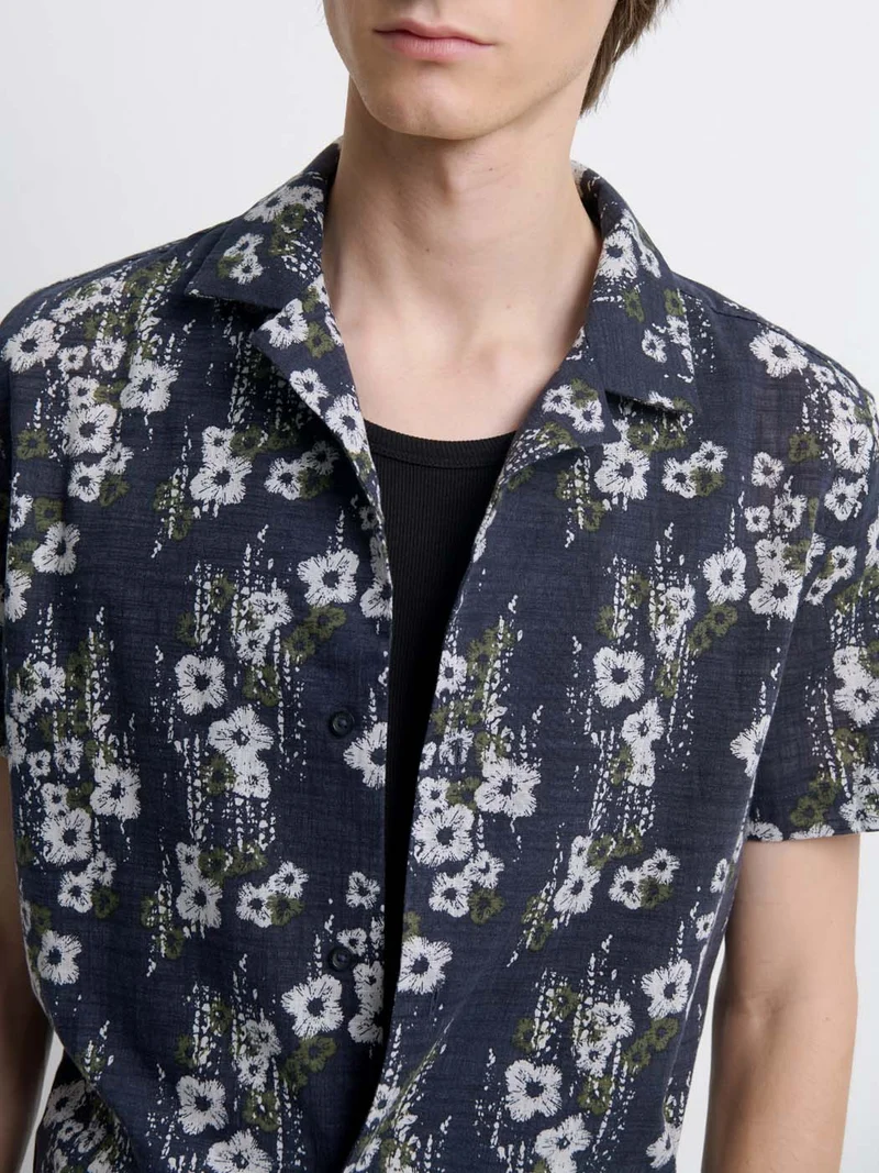 Chemise manches courtes regular fleurie