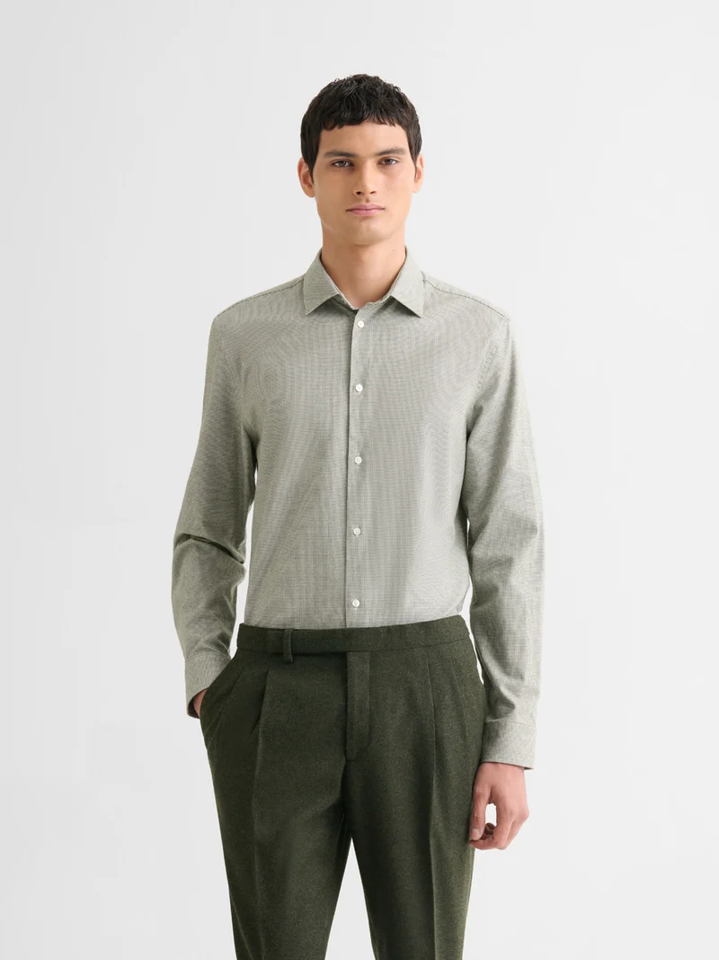 Chemise slim en coton à carreaux