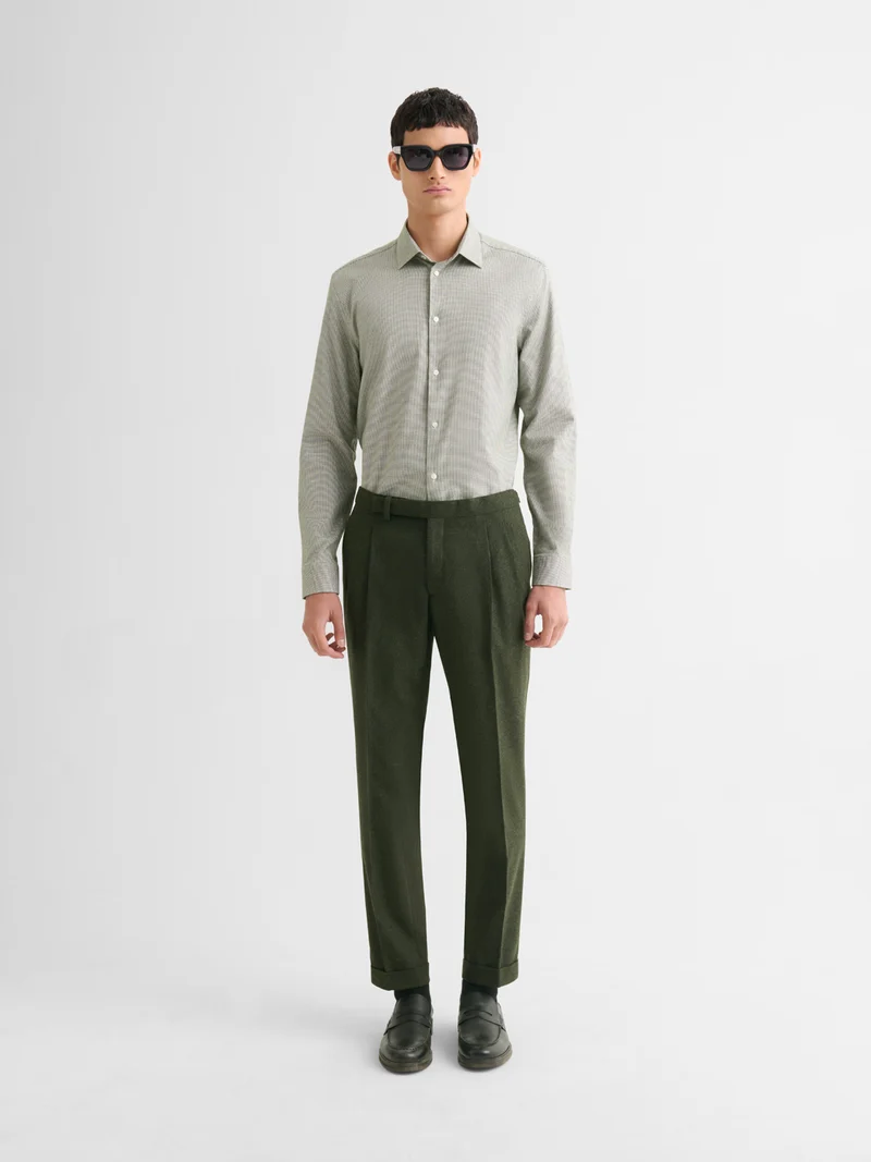Chemise slim en coton à carreaux