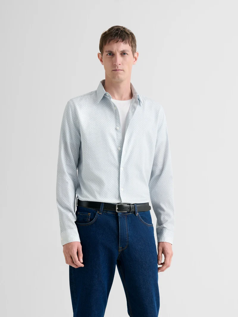 Chemise slim en coton à motif