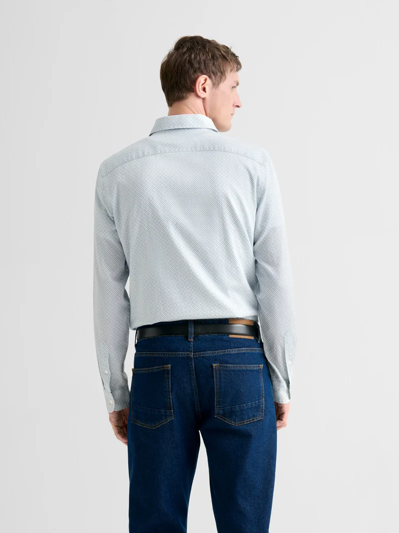 Chemise slim en coton à motif