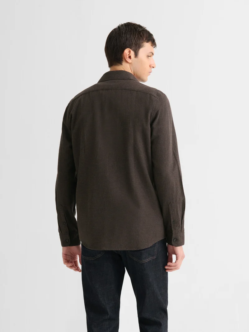 Chemise slim en coton pied de puce
