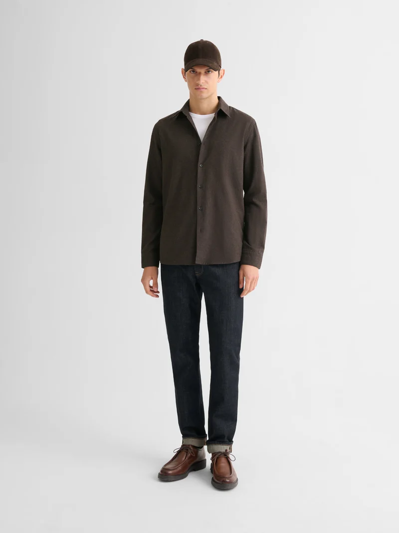 Chemise slim en coton pied de puce