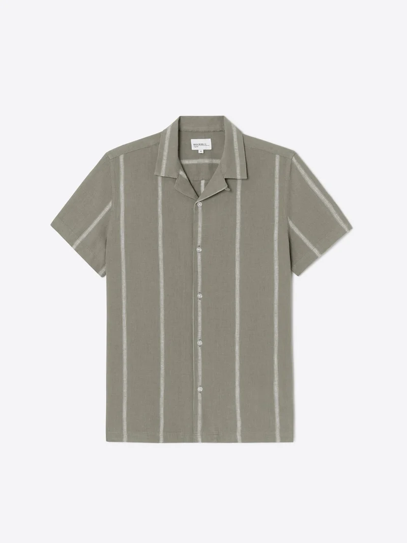 Chemise manches courtes en coton lin