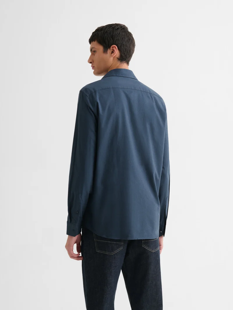 Chemise slim en coton laine