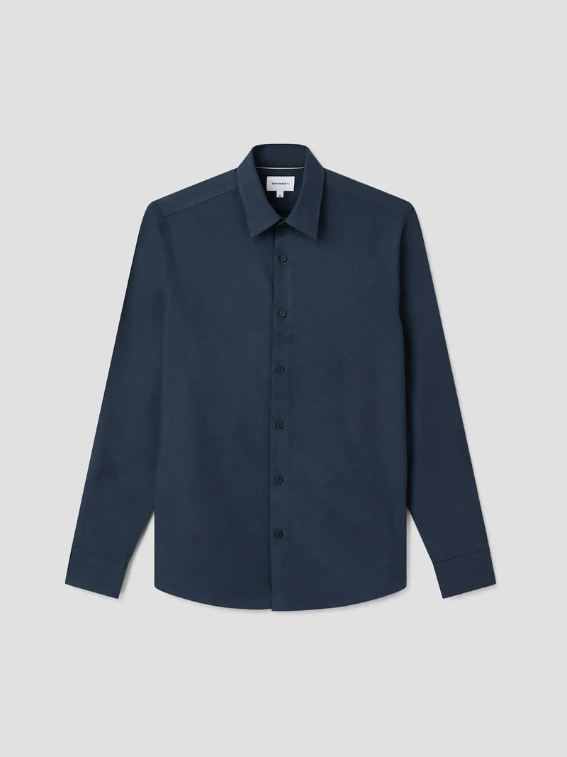Chemise slim en coton laine