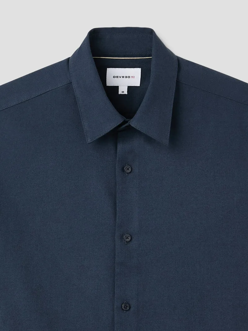 Chemise slim en coton laine