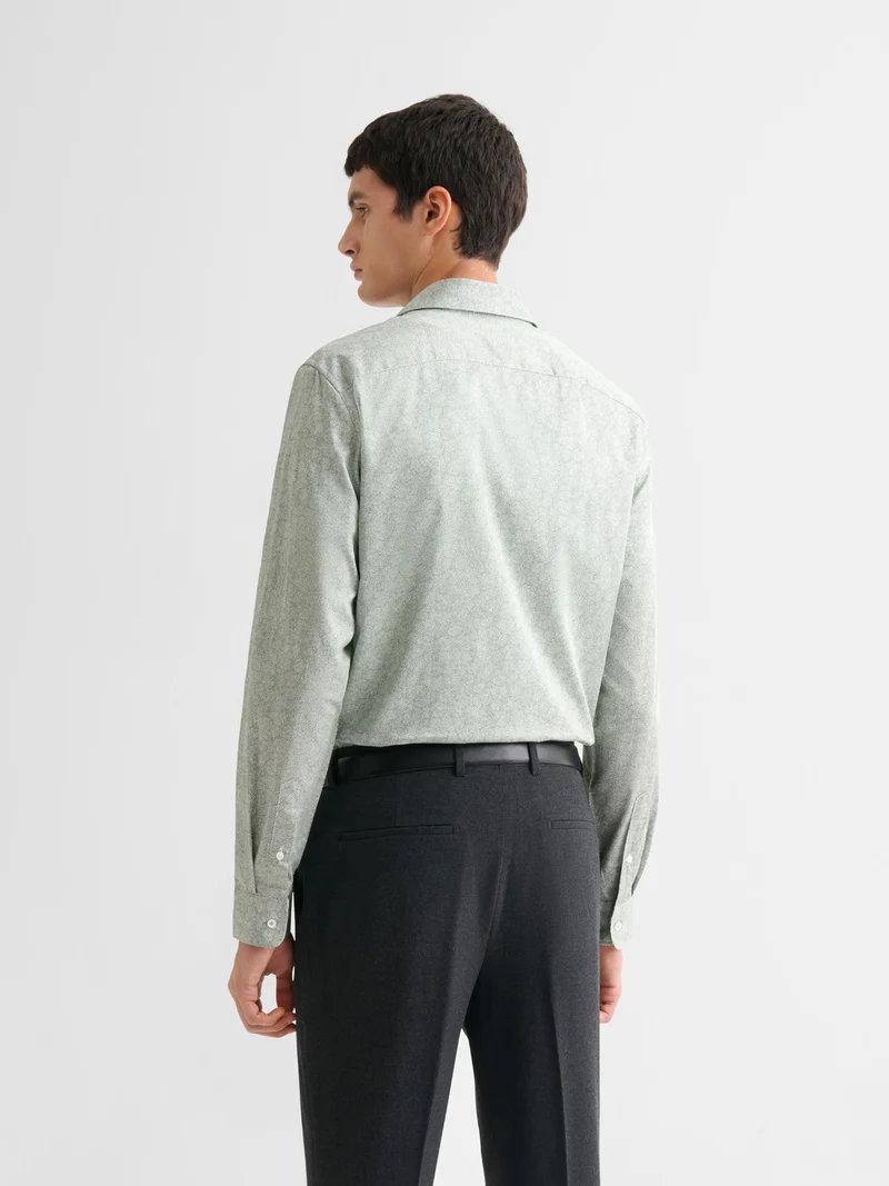 Chemise slim en coton à motif