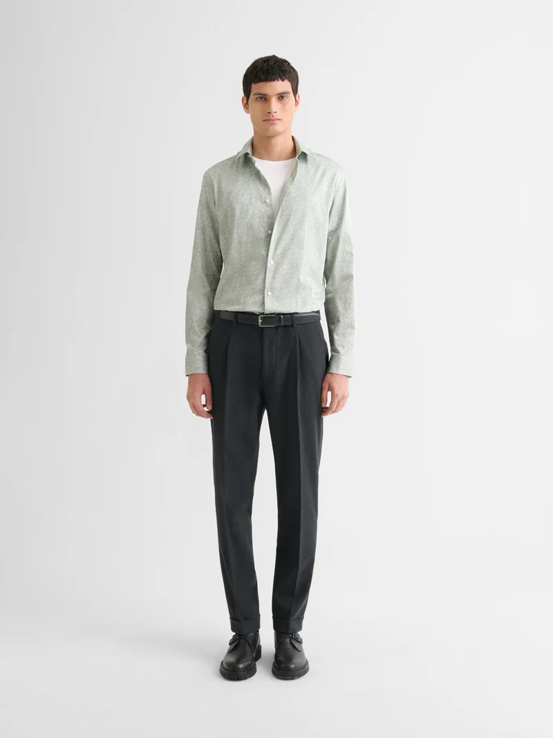 Chemise slim en coton à motif