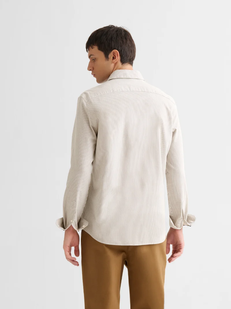 Chemise slim en coton laine