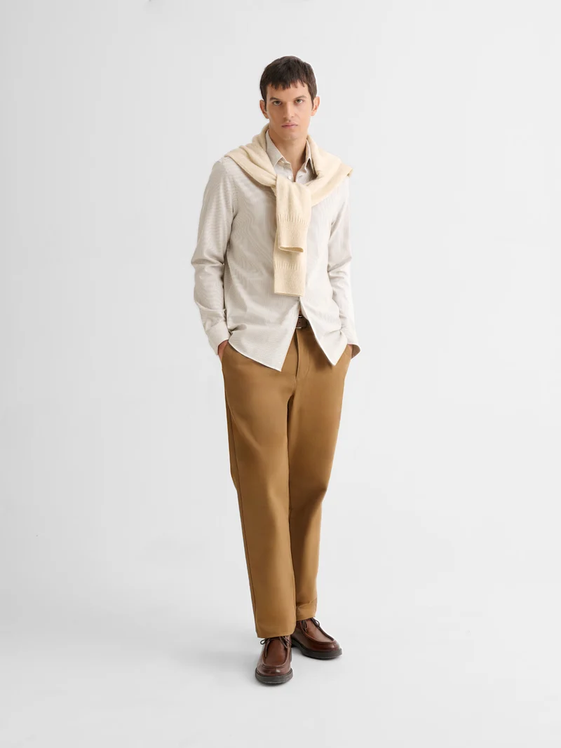 Chemise slim en coton laine
