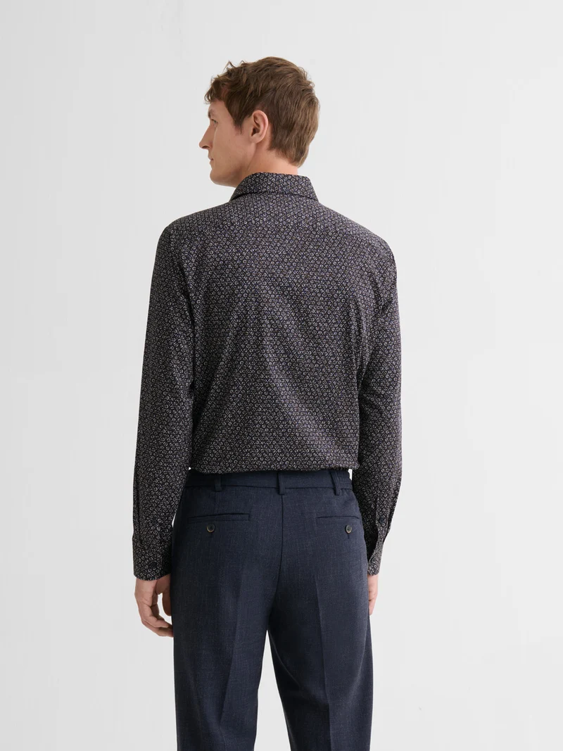Chemise slim en coton à motif
