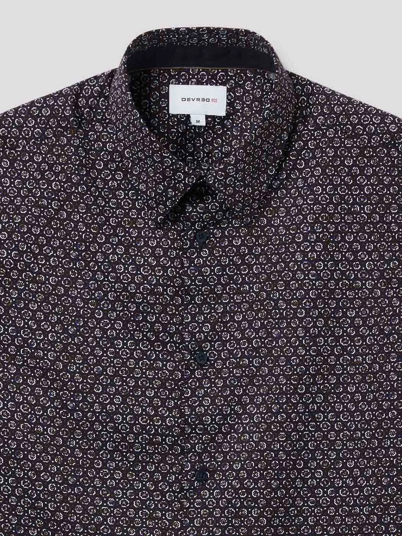 Chemise slim en coton à motif