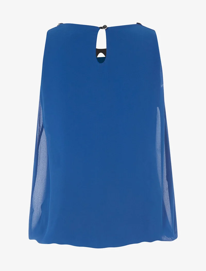 Top col claudine en strass - Bleu
