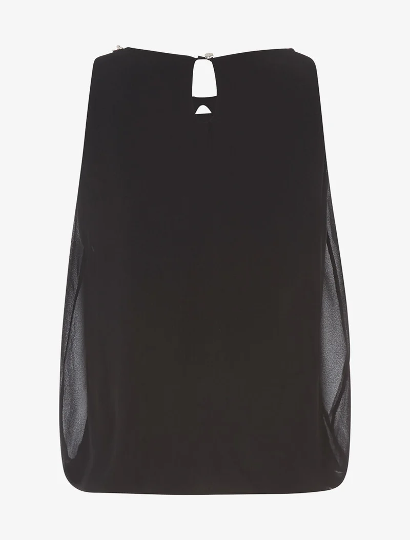 Top col claudine en strass - Noir