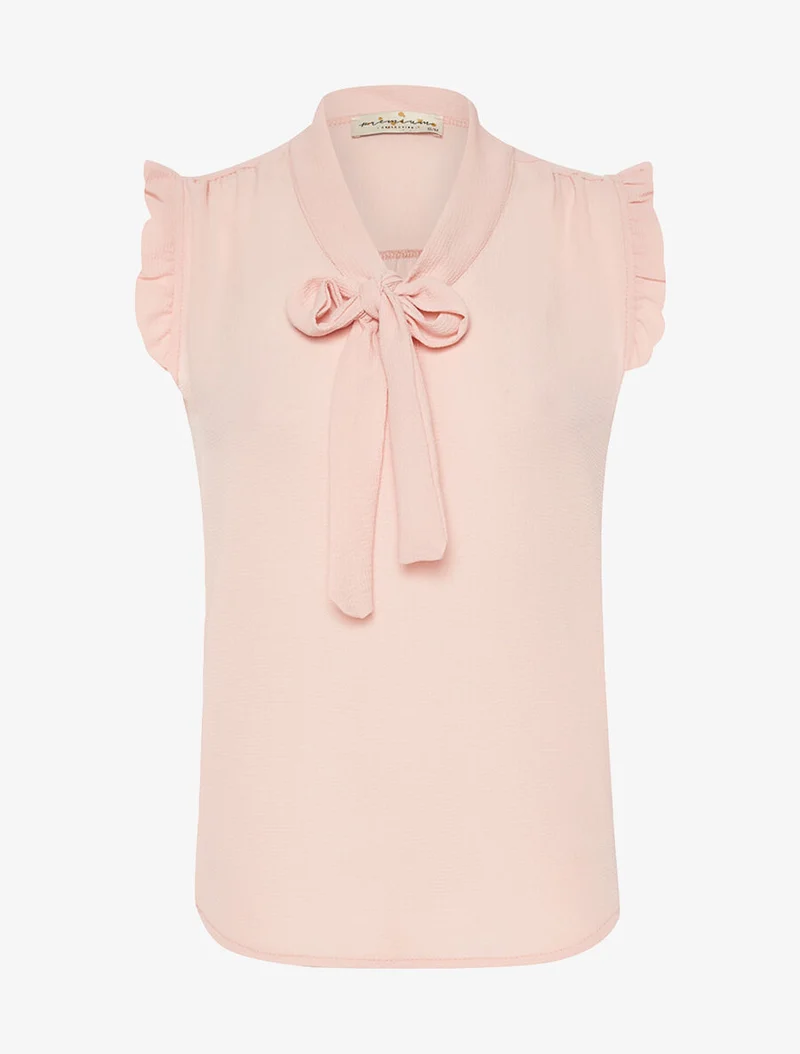 Blouse col à nouer - Rose pâle