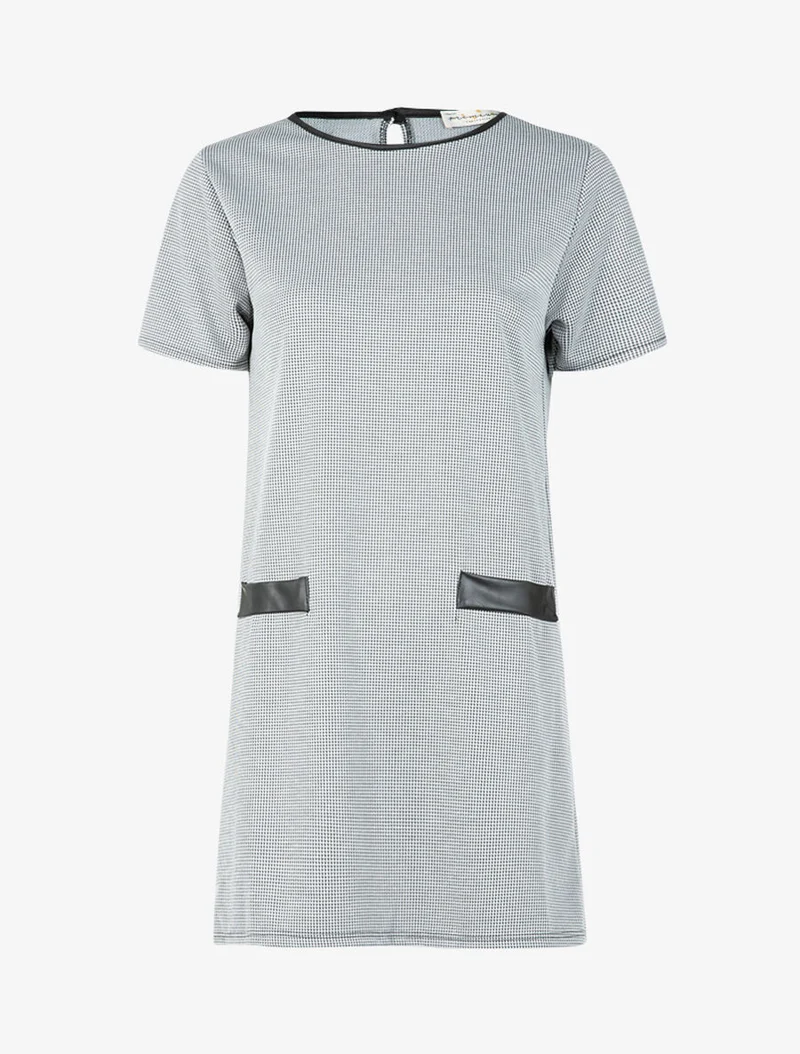 Robe manches courtes à imprimés - Noir/blanc