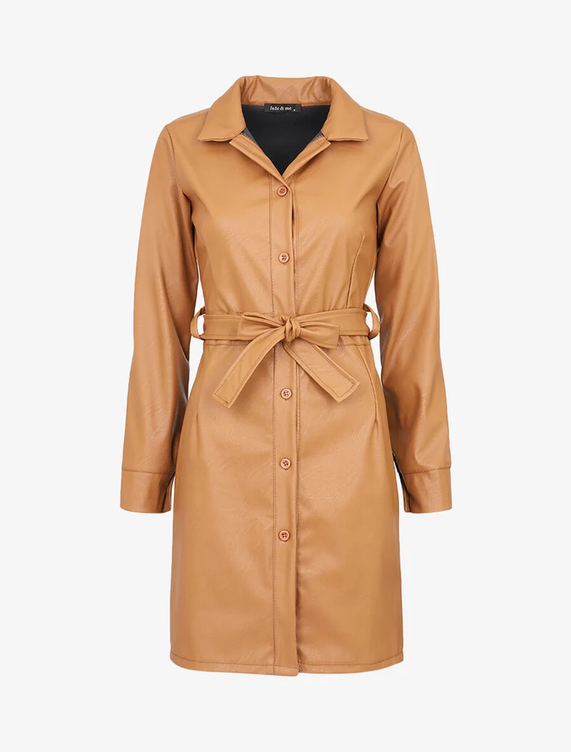 Tunique style robe en simili - Camel