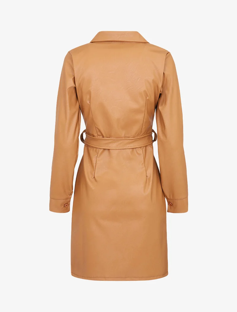 Tunique style robe en simili - Camel