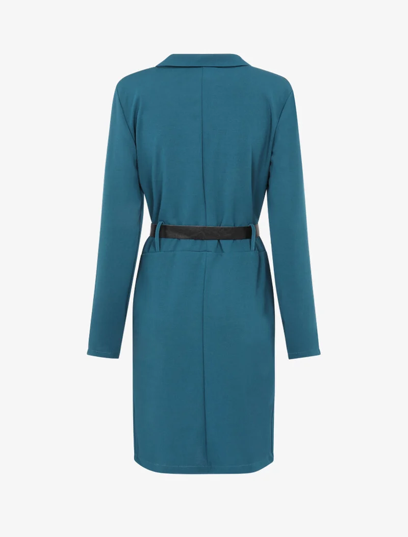 Robe moulante à zips contrastants - Bleu pétrole
