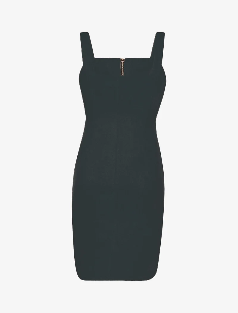 Robe daim zippée - Noir
