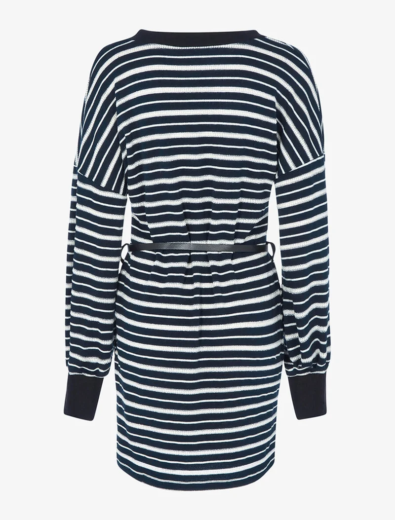 Robe-pull rayée à encolure V - Marine