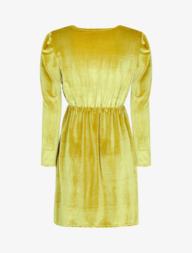 Robe patineuse effet velours - Jaune