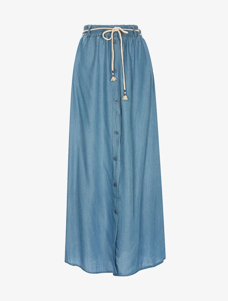 Jupe longue ceinturée - Denim