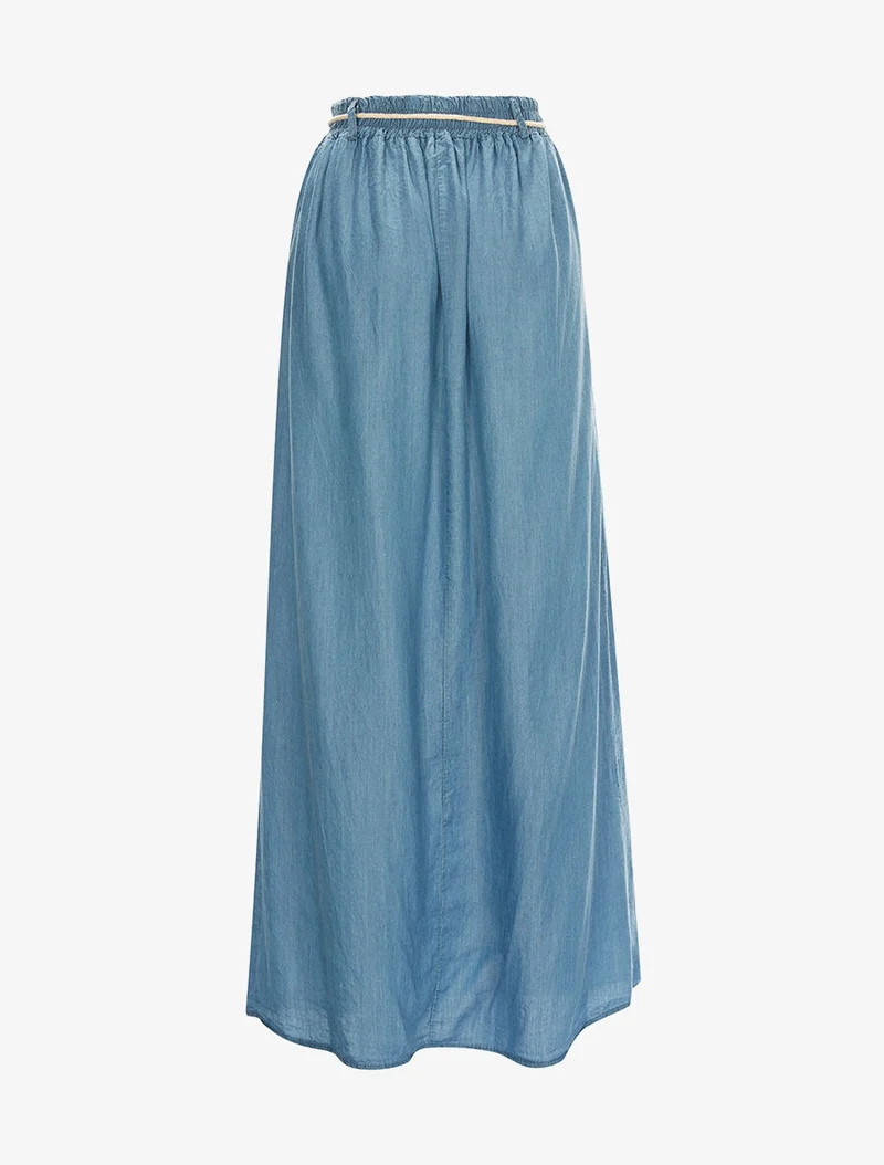 Jupe longue ceinturée - Denim